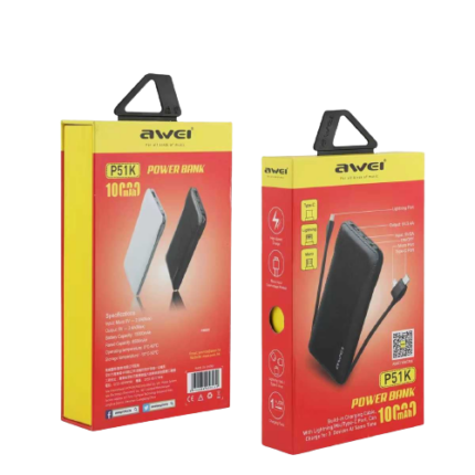 Powerbank - 3in1 - 10.000mah - P51K - Awei - 888605